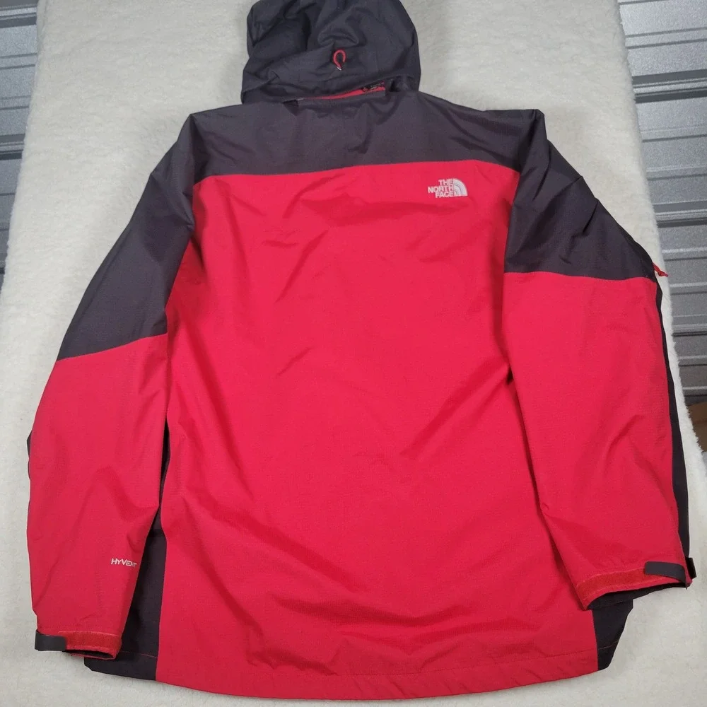 The North Face Rain Jacket Mens XL Red Gray HyVent Waterproof Hooded T495+T895 - Picture 15 of 16